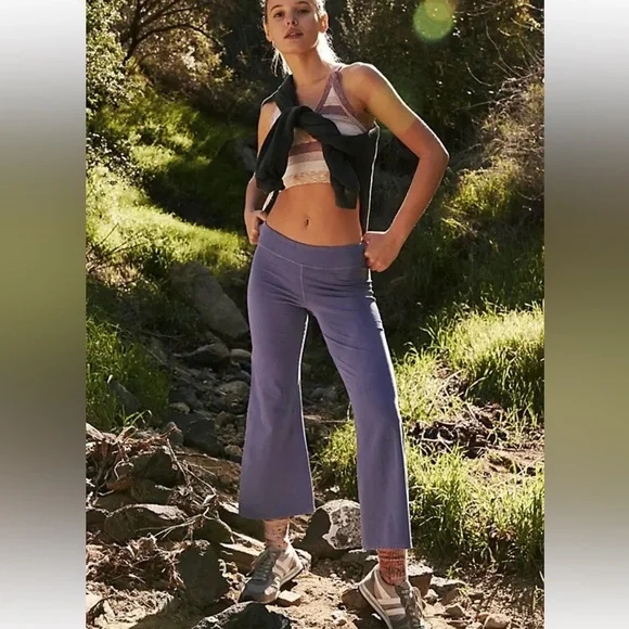 FP Movement Hot Shot Crop Flares in Moroccan Blue - Picture 1 of 10